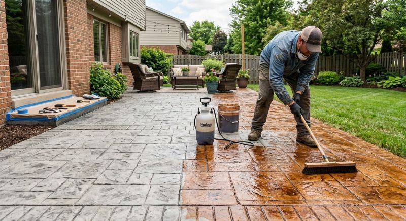 Concrete Patio Staining in Corpus Christi, TX