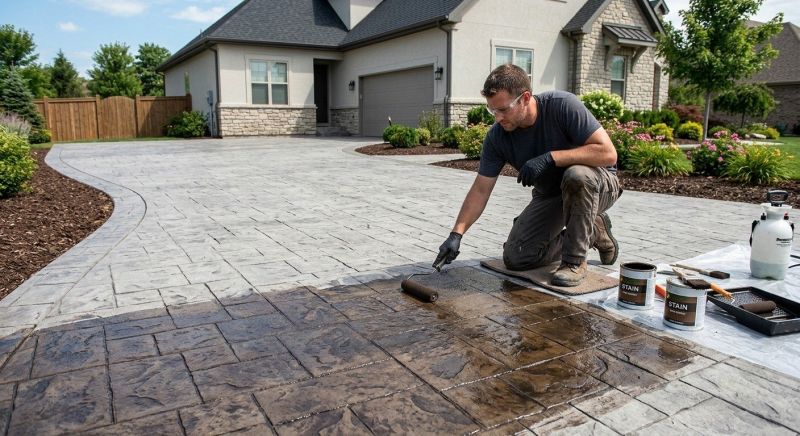 Driveway Concrete Staining in Corpus Christi, TX